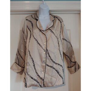 Noiri Sustainable 100% Silk Loungewear Leisurewear Pajama Shirt M NWT Champagne